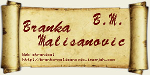 Branka Mališanović vizit kartica